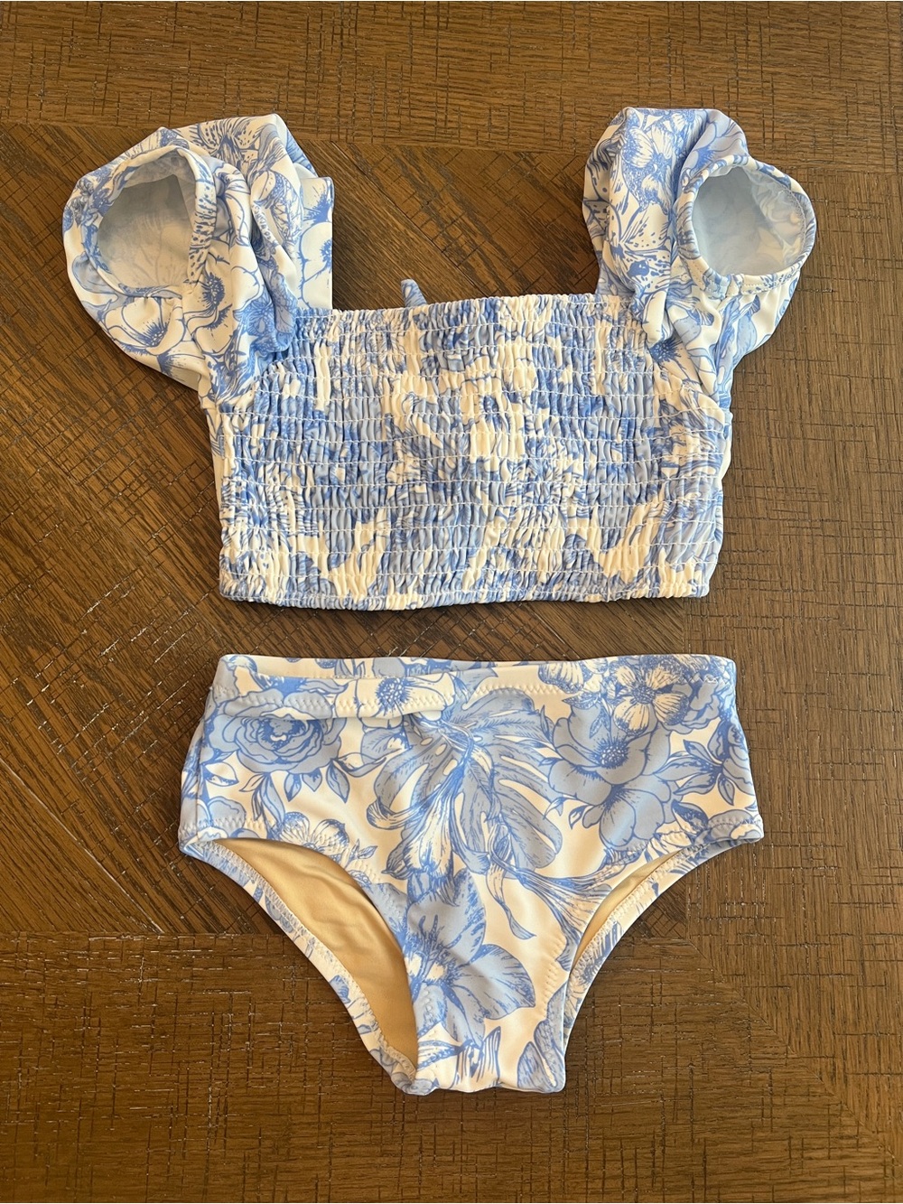 NWOT Blue Floral Toddler Girls Two-Piece Swim Set